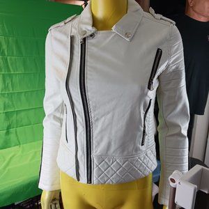 faux leather jacket woman small white brand new  punk goth biker grunge